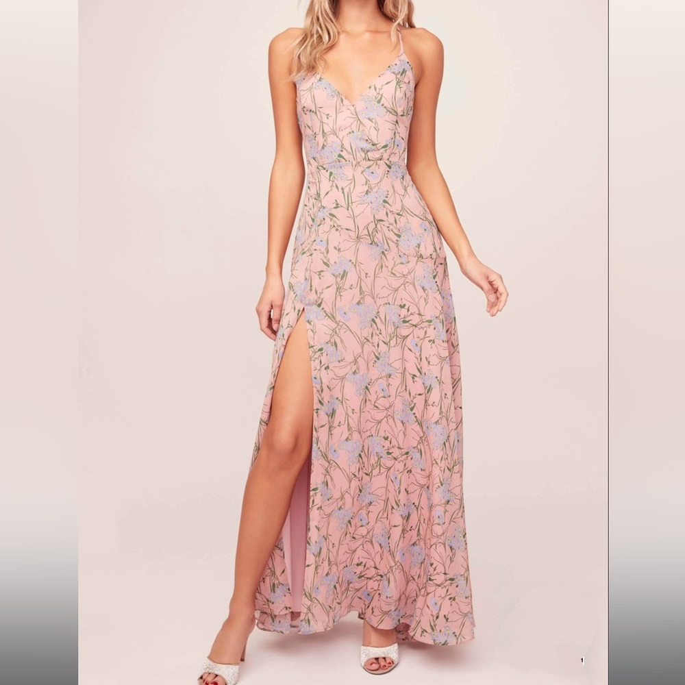 Pandora Floral Maxi Dress - Pink-Blue Floral / M, ASTR The Label